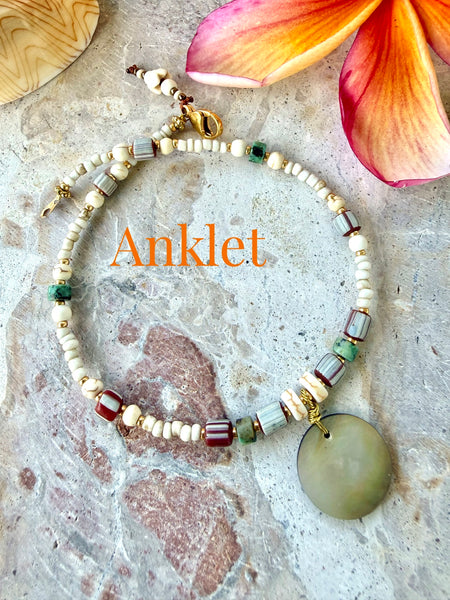 Beachie Boho Seed Bead Bali Anklet