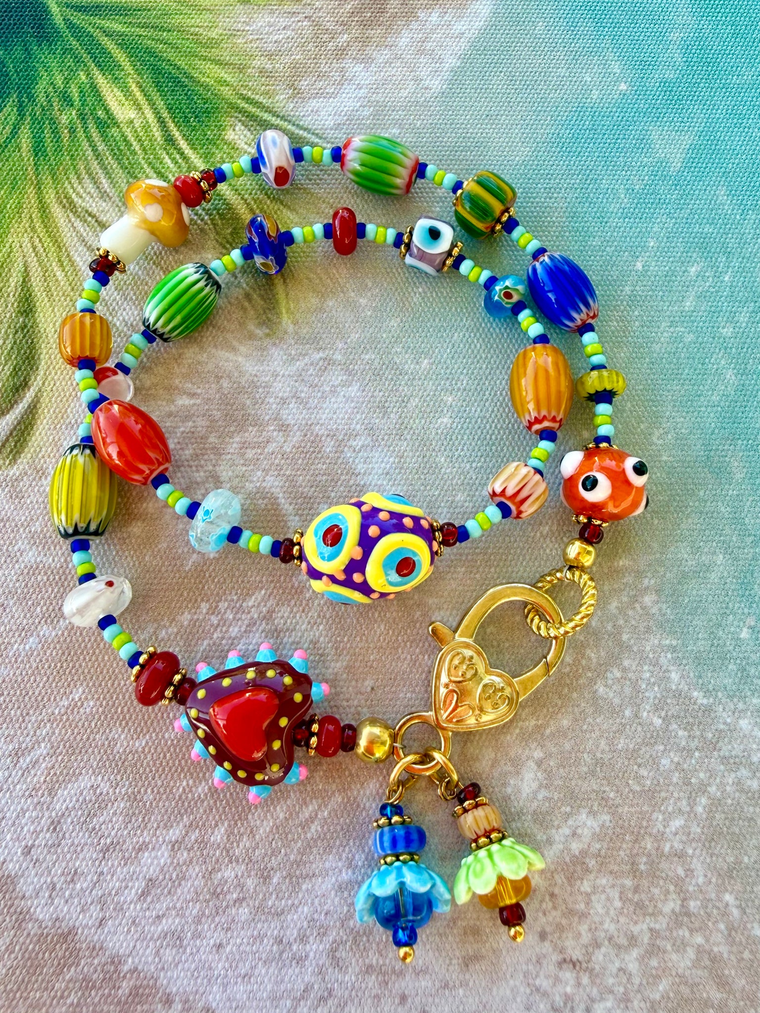 Evil Eye Beaded Wrap Bracelet