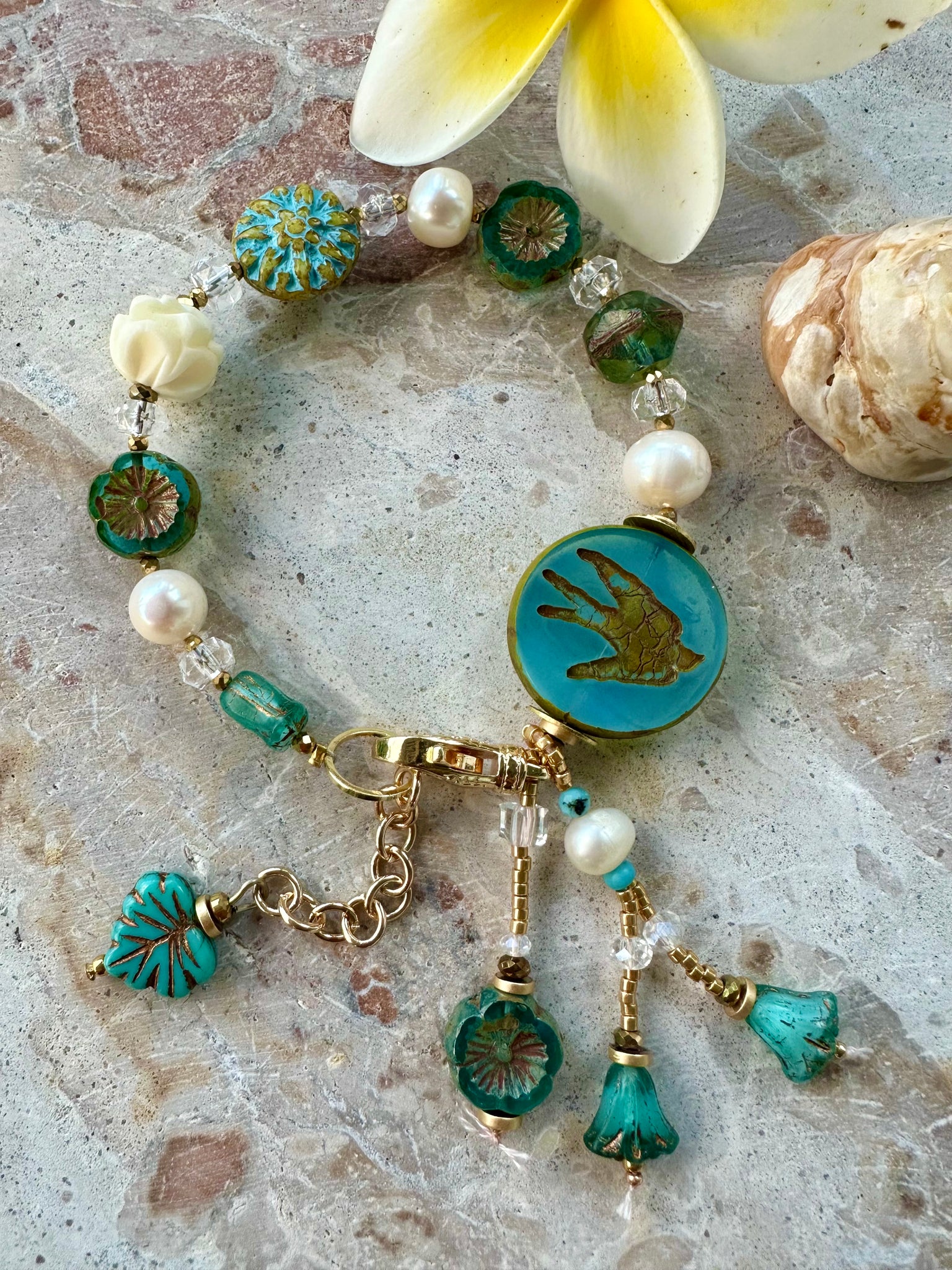 Blue Bird Pearl Bracelet