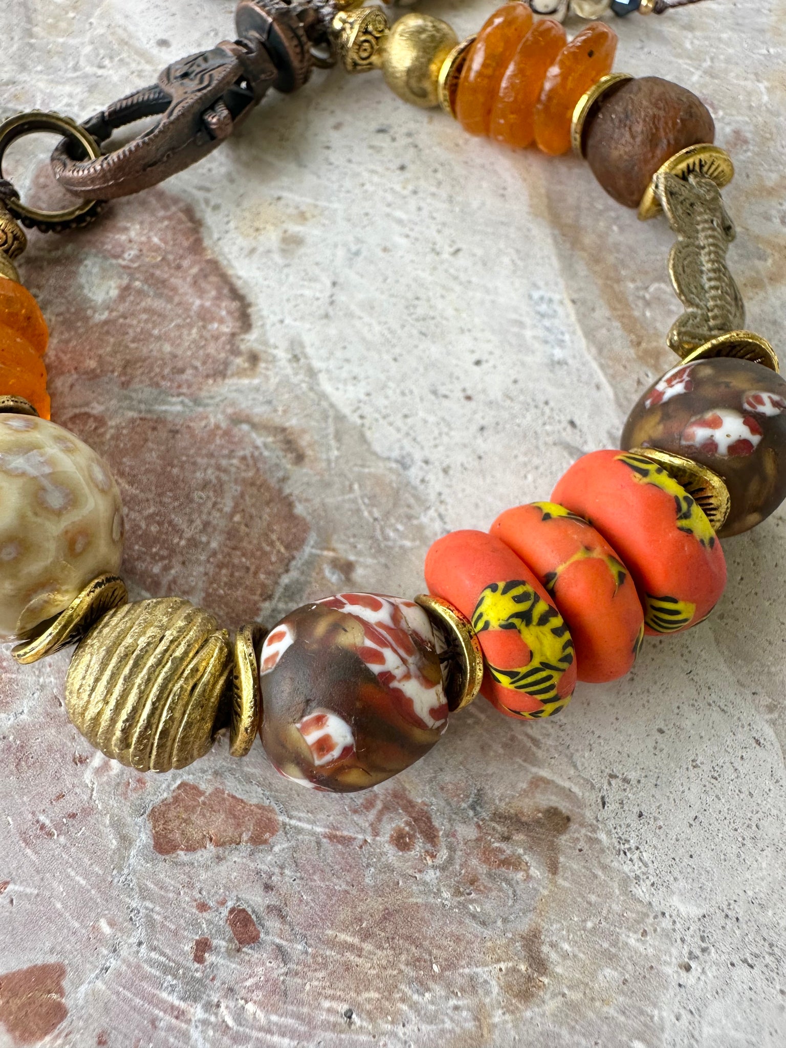 African Trade Bead Boho Bracelet