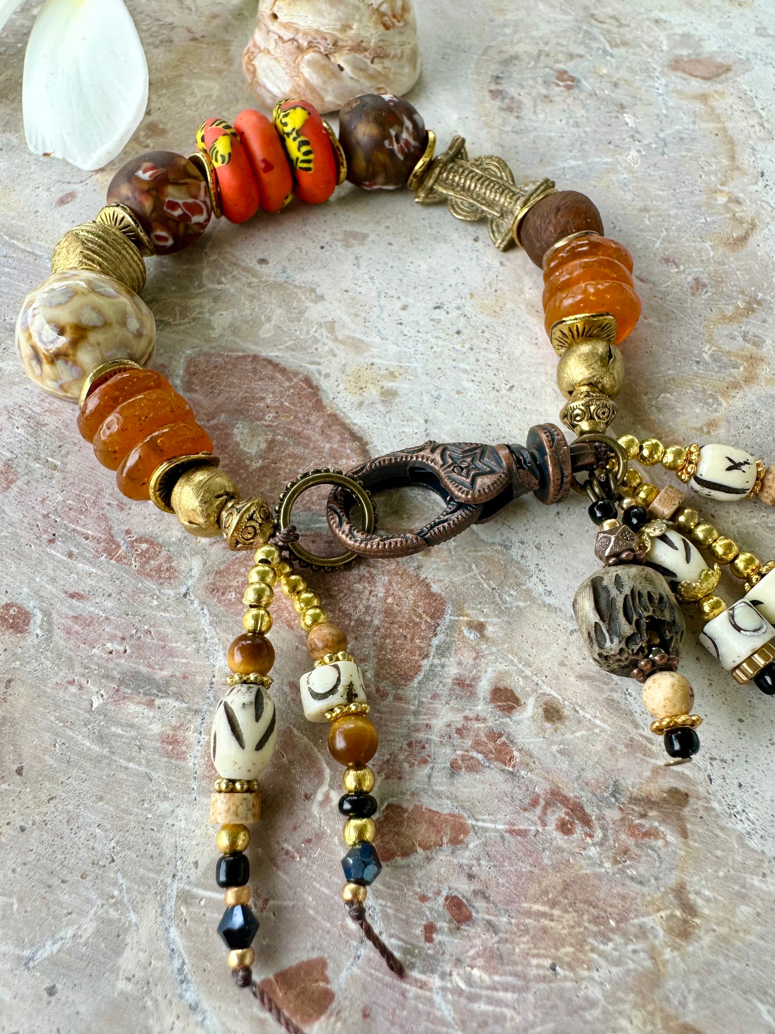 African Trade Bead Boho Bracelet