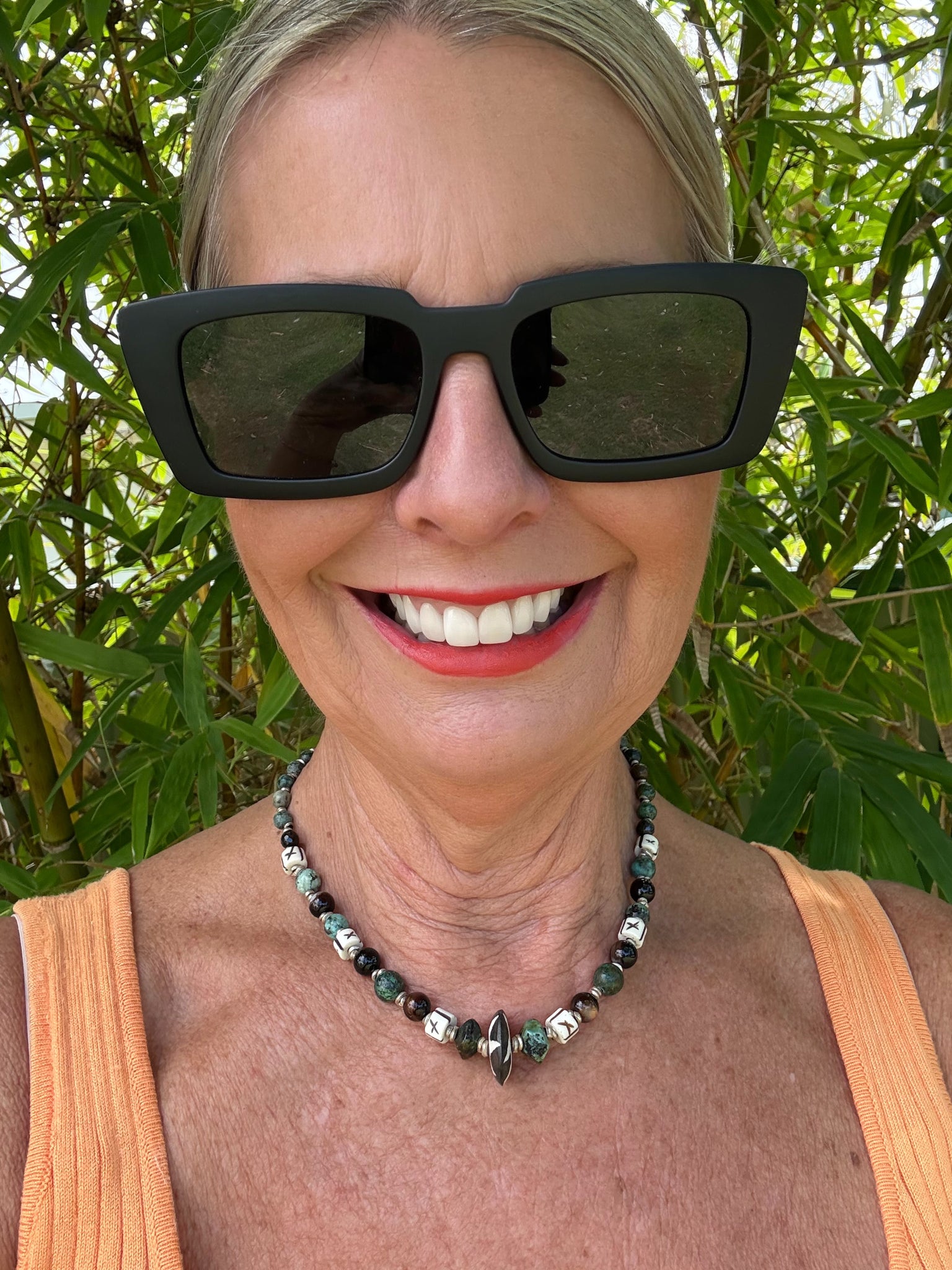 African Beaded Turquoise Stone Necklace