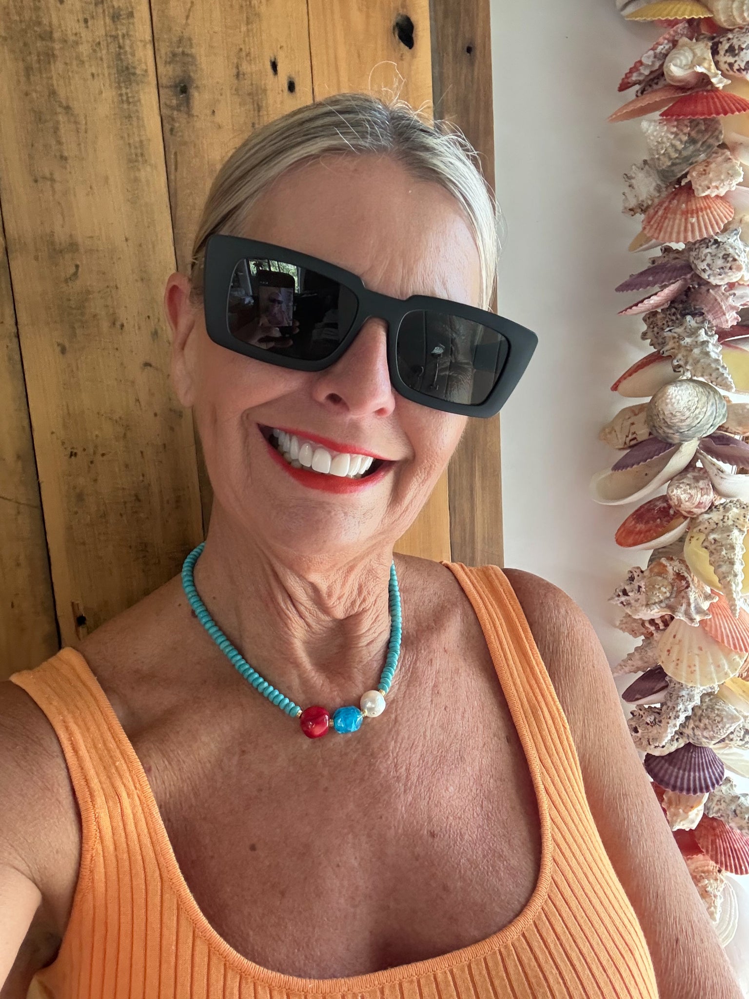 Turquoise Pearl Stone Shell Necklace