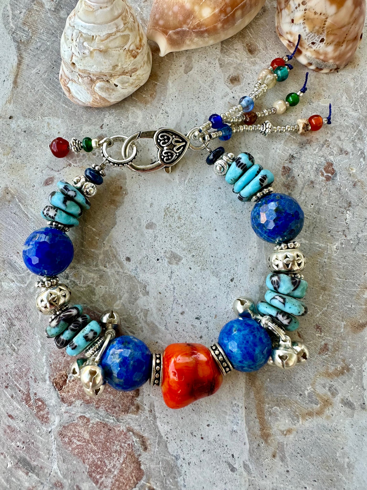 Lapis Stone Shell Bracelet