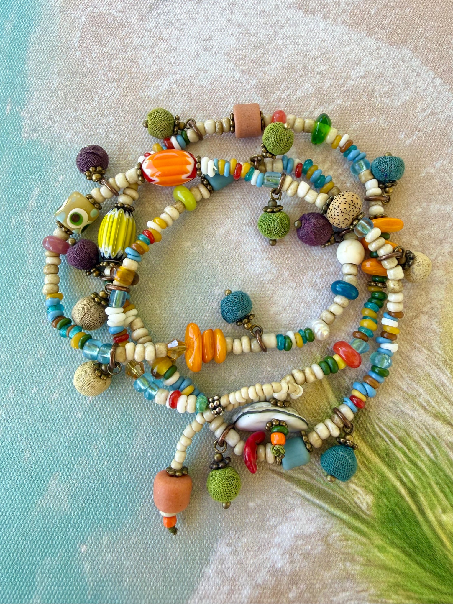 Boho Wrap Vintage Glass Bracelet