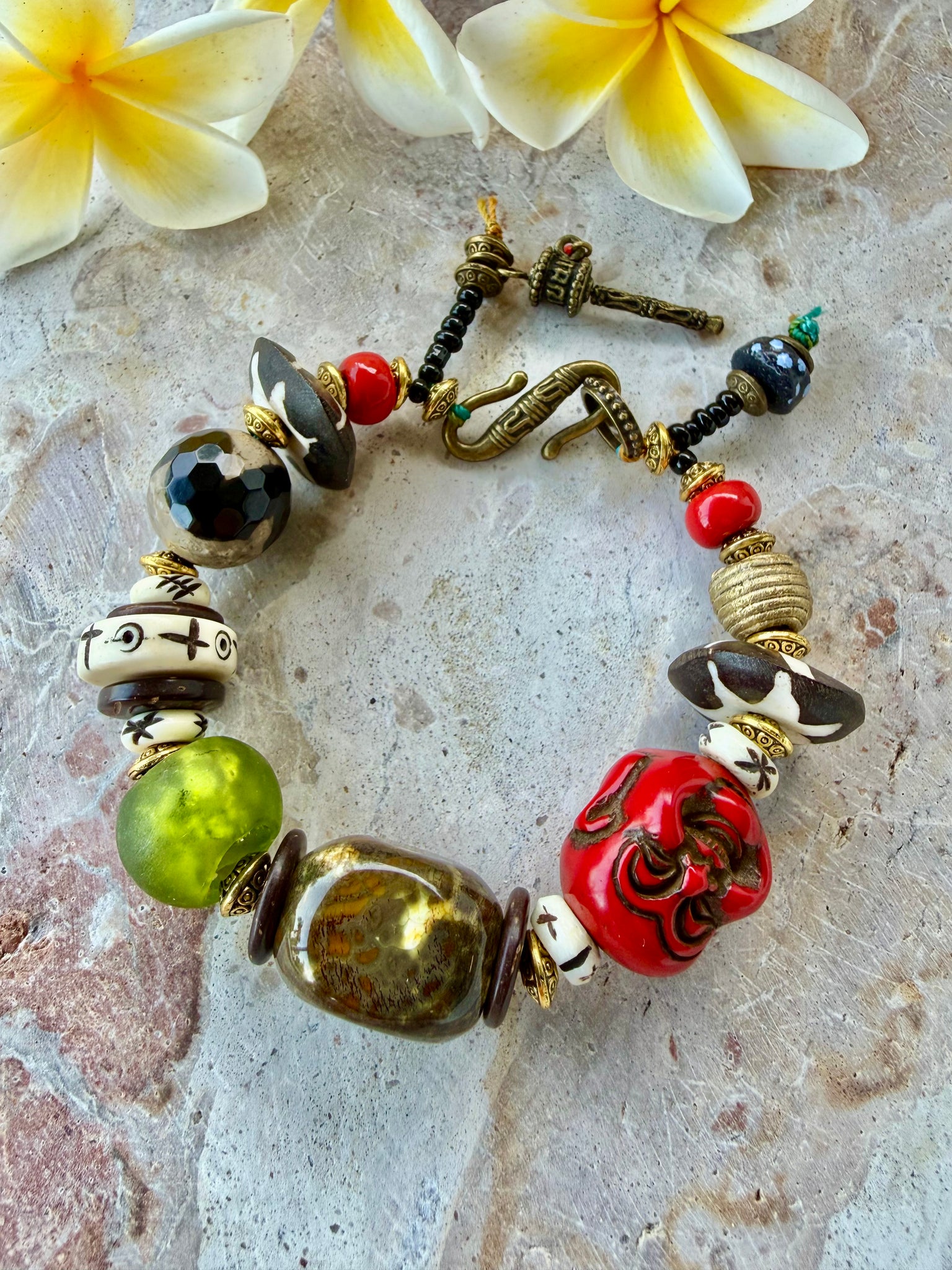 Tibetan Tribal Coral Beaded Stone Bracelet