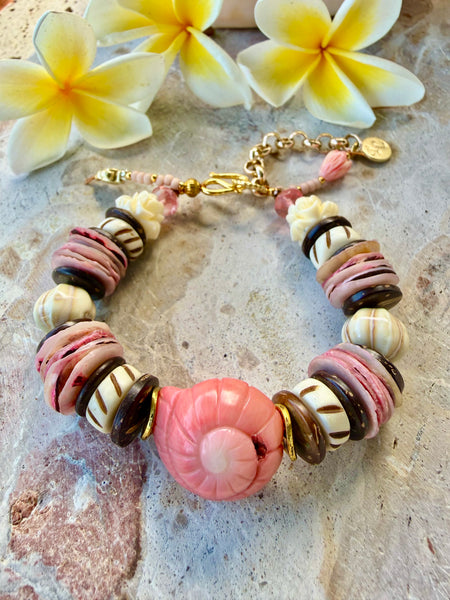 Pink Coral Shell Stone Bracelet