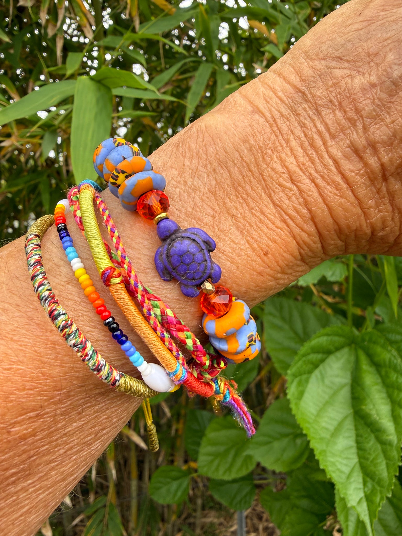 African Beach  Shell Turtle Bracelet