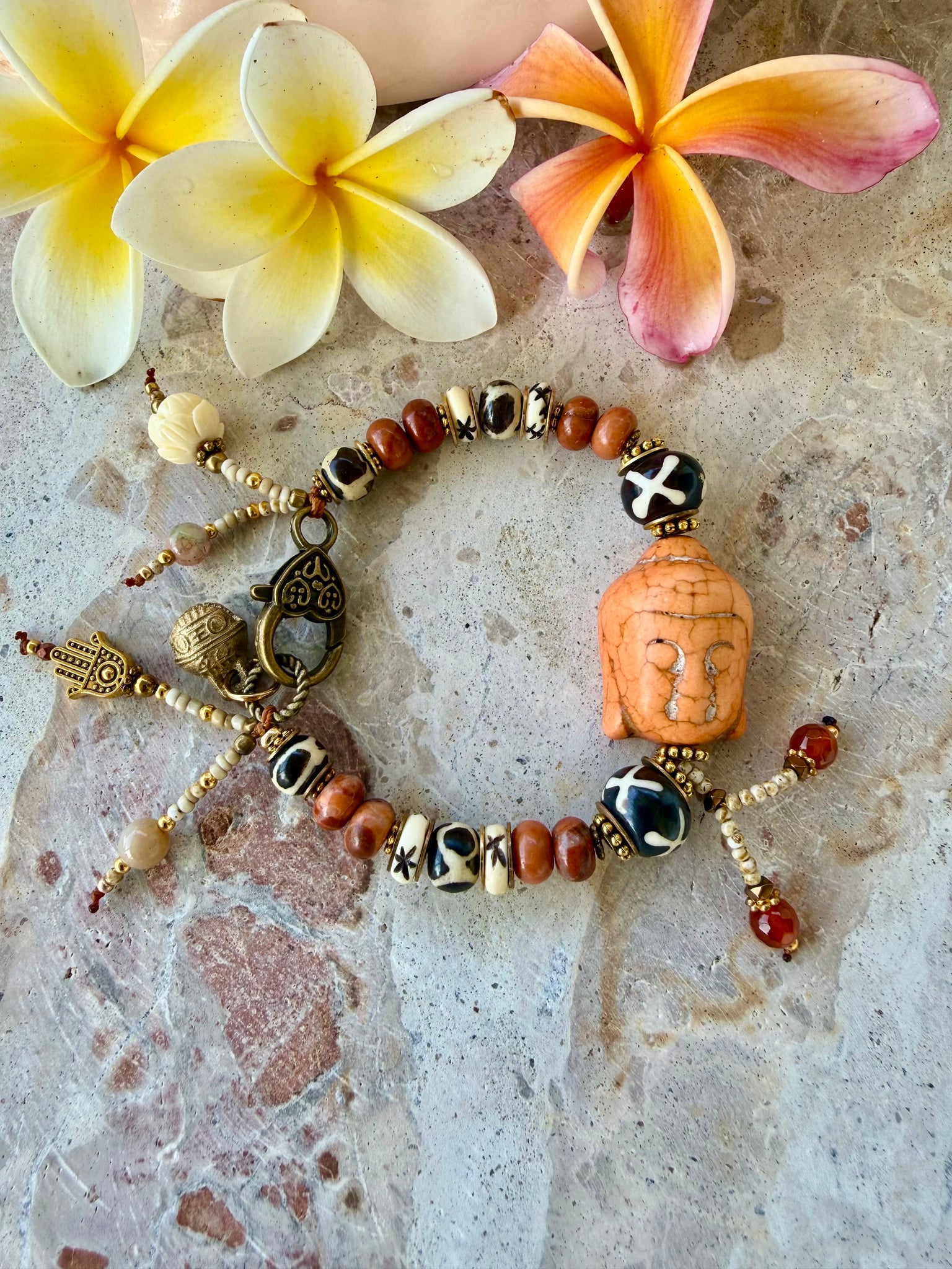 Sunset Vintage buddhist Stone Beaded Bracelet