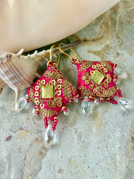 Marrakech Pink Gold Crystal Earrings