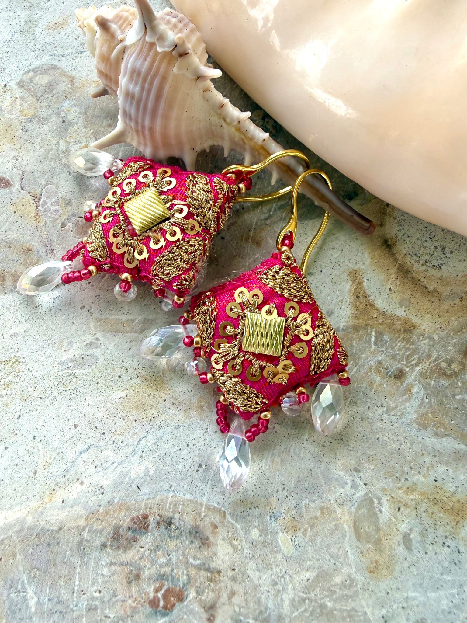 Marrakech Pink Gold Crystal Earrings