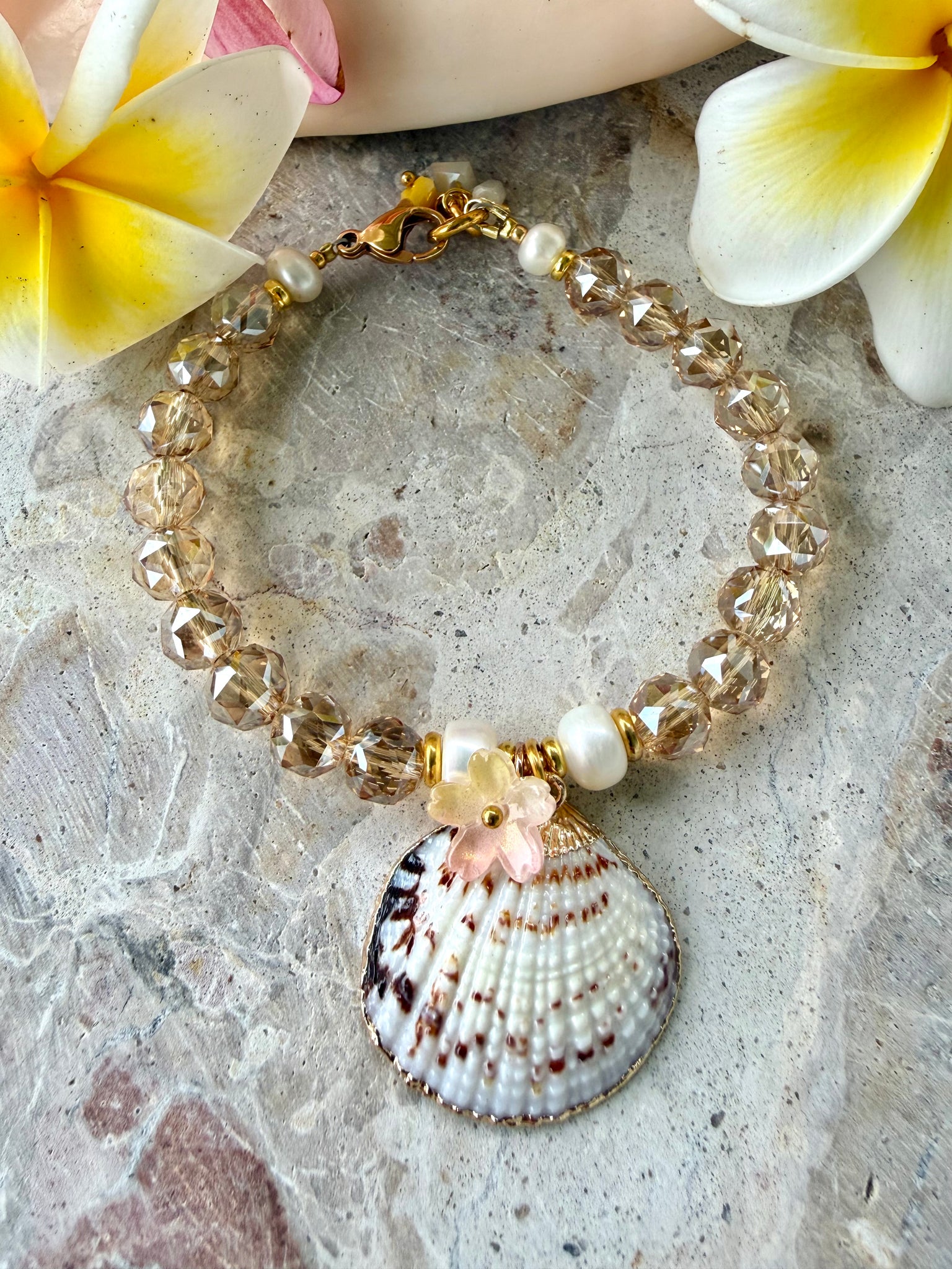 Champagne Lux Crystal Shell Charm Bracelet