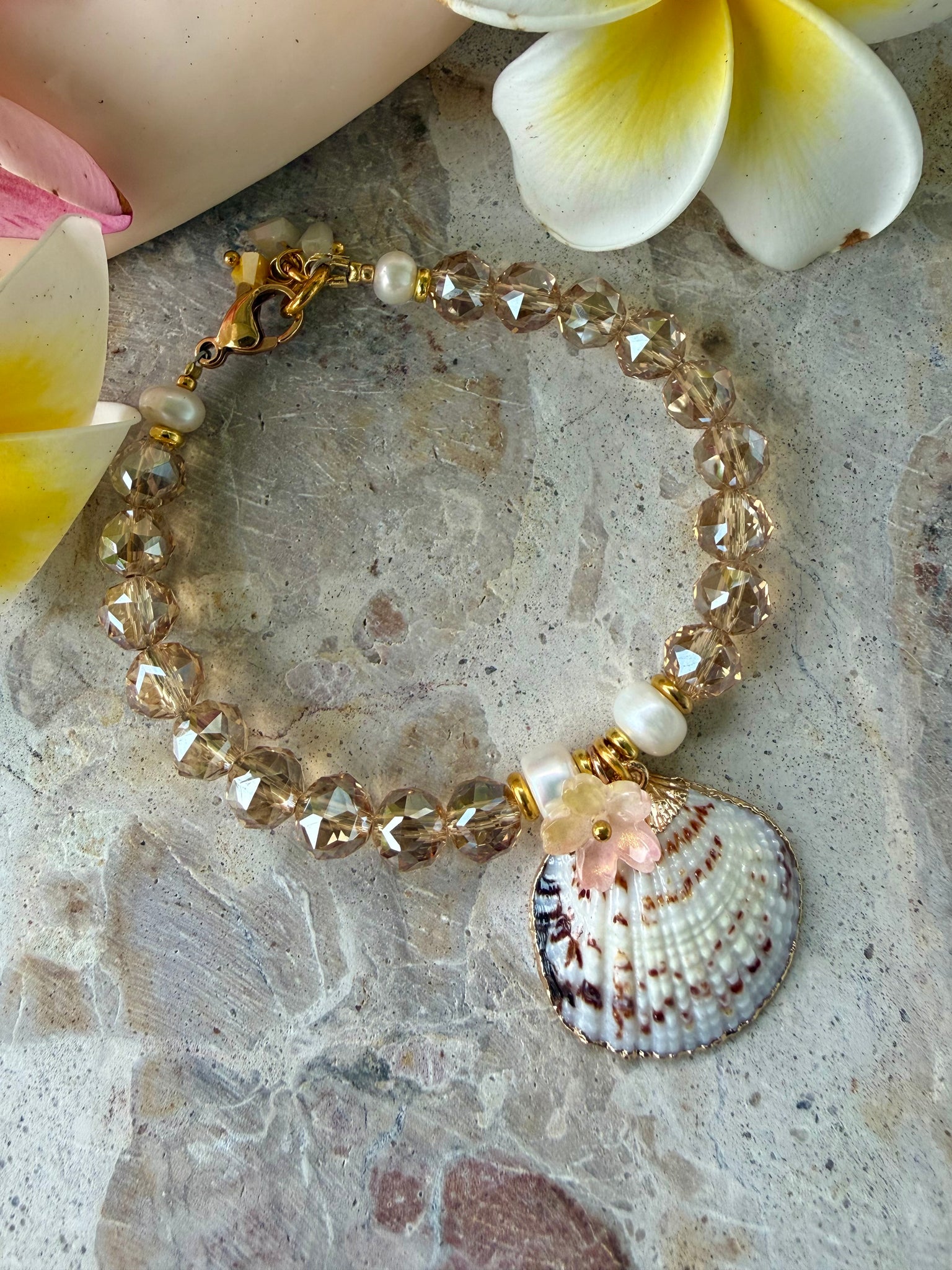 Champagne Lux Crystal Shell Charm Bracelet