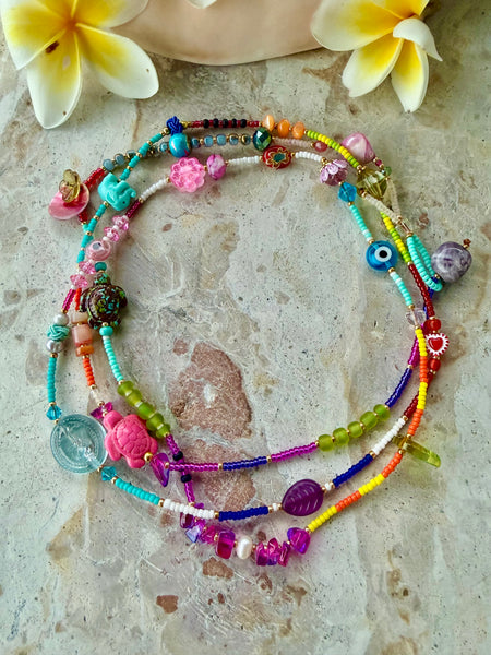 Boho Islander Seed Bead Necklace - Bracelet