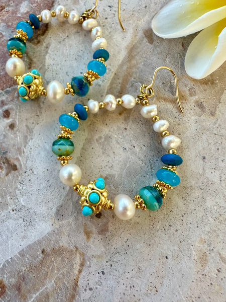 Mediterranean Pearl Stone Earrings