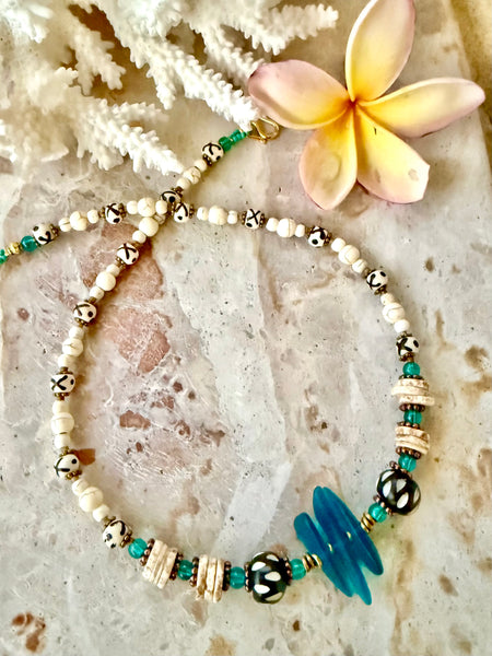 African Tribal Ocean Glass Necklace