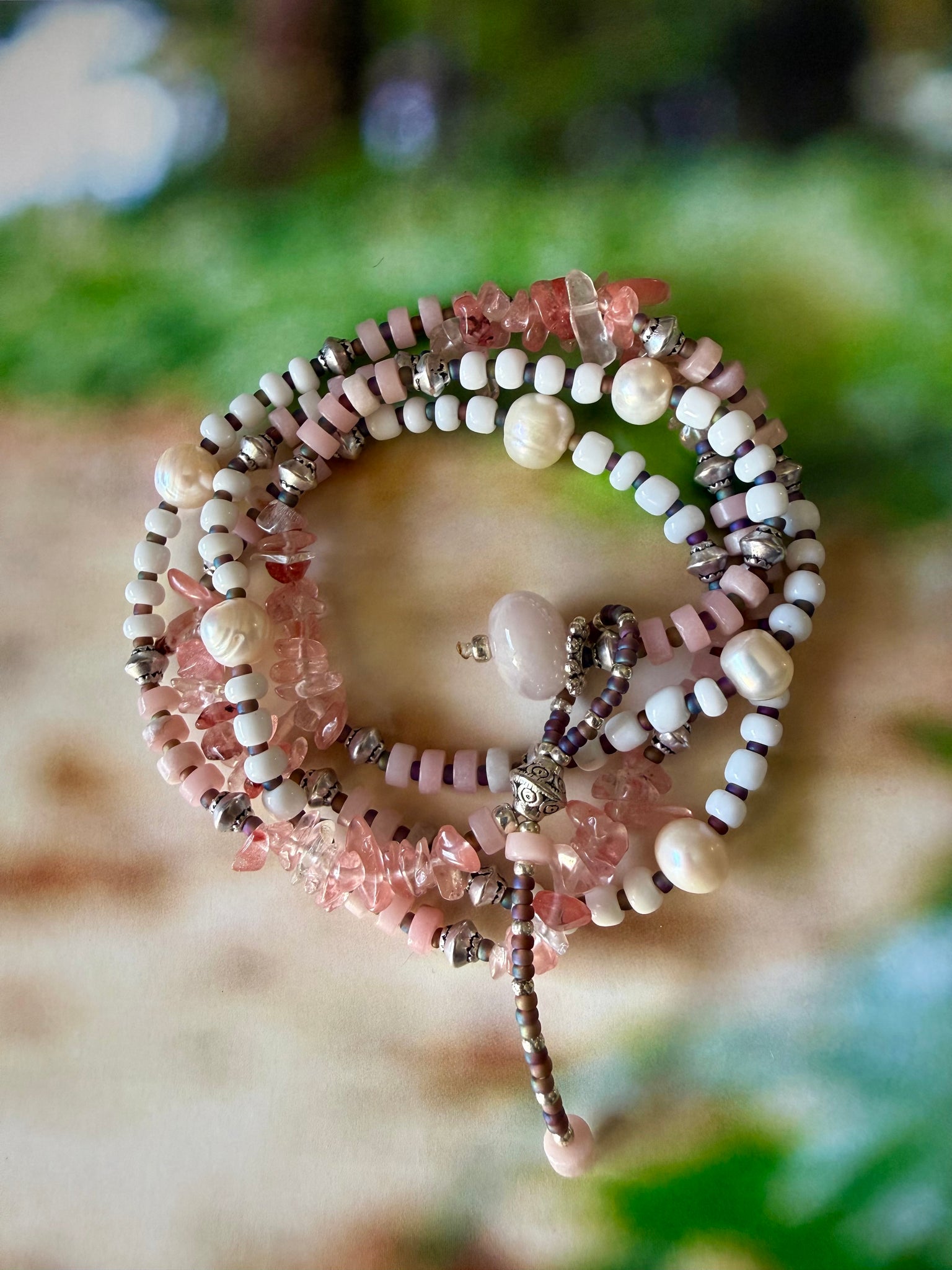 Ocean Pink Boho Wrap Bracelet