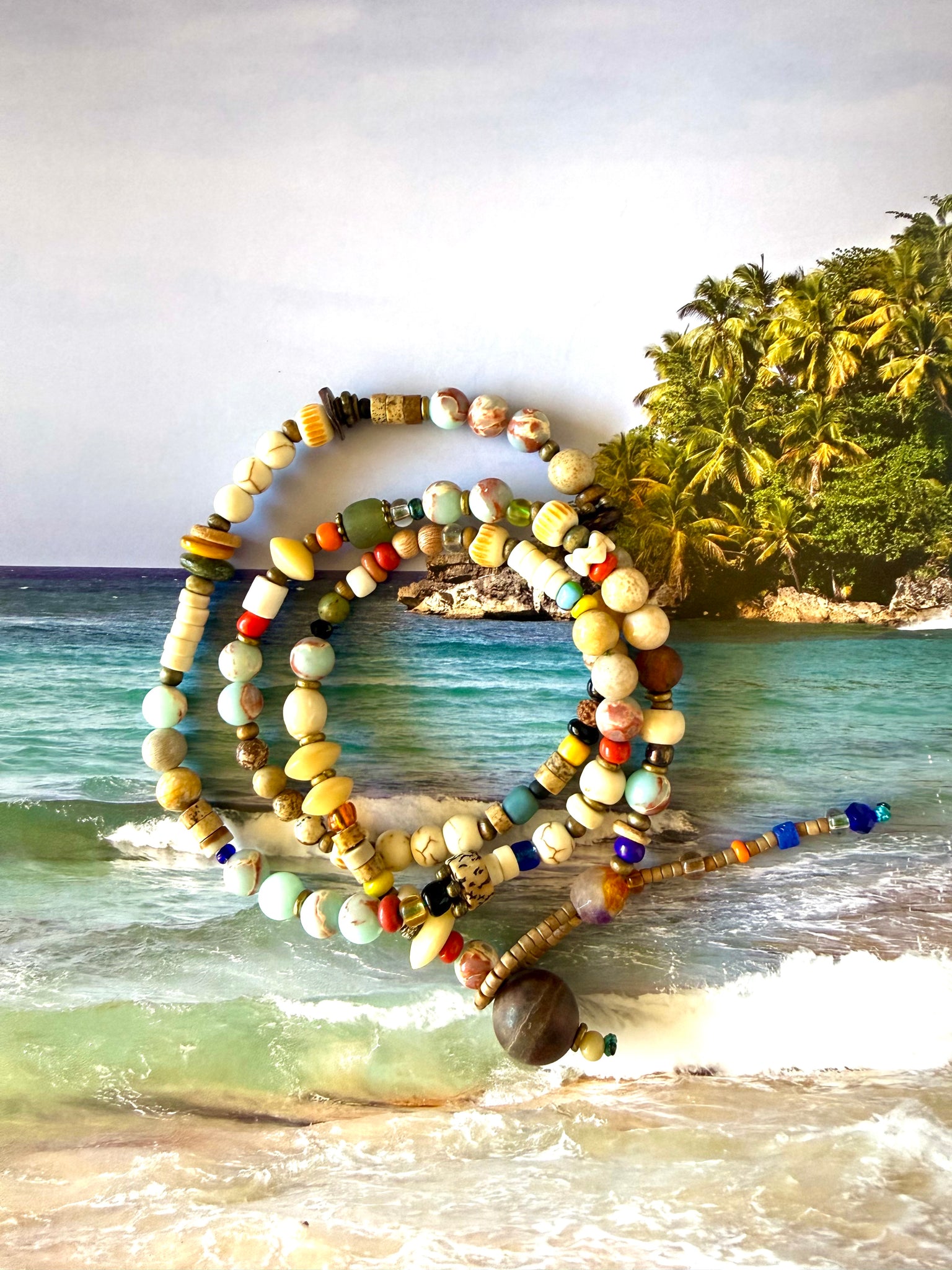 Beaded Stone Wrap Bracelet