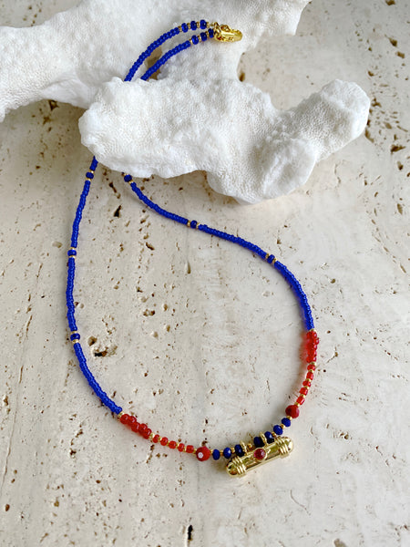 Gold Evil Eye Seed Bead Choker Necklace
