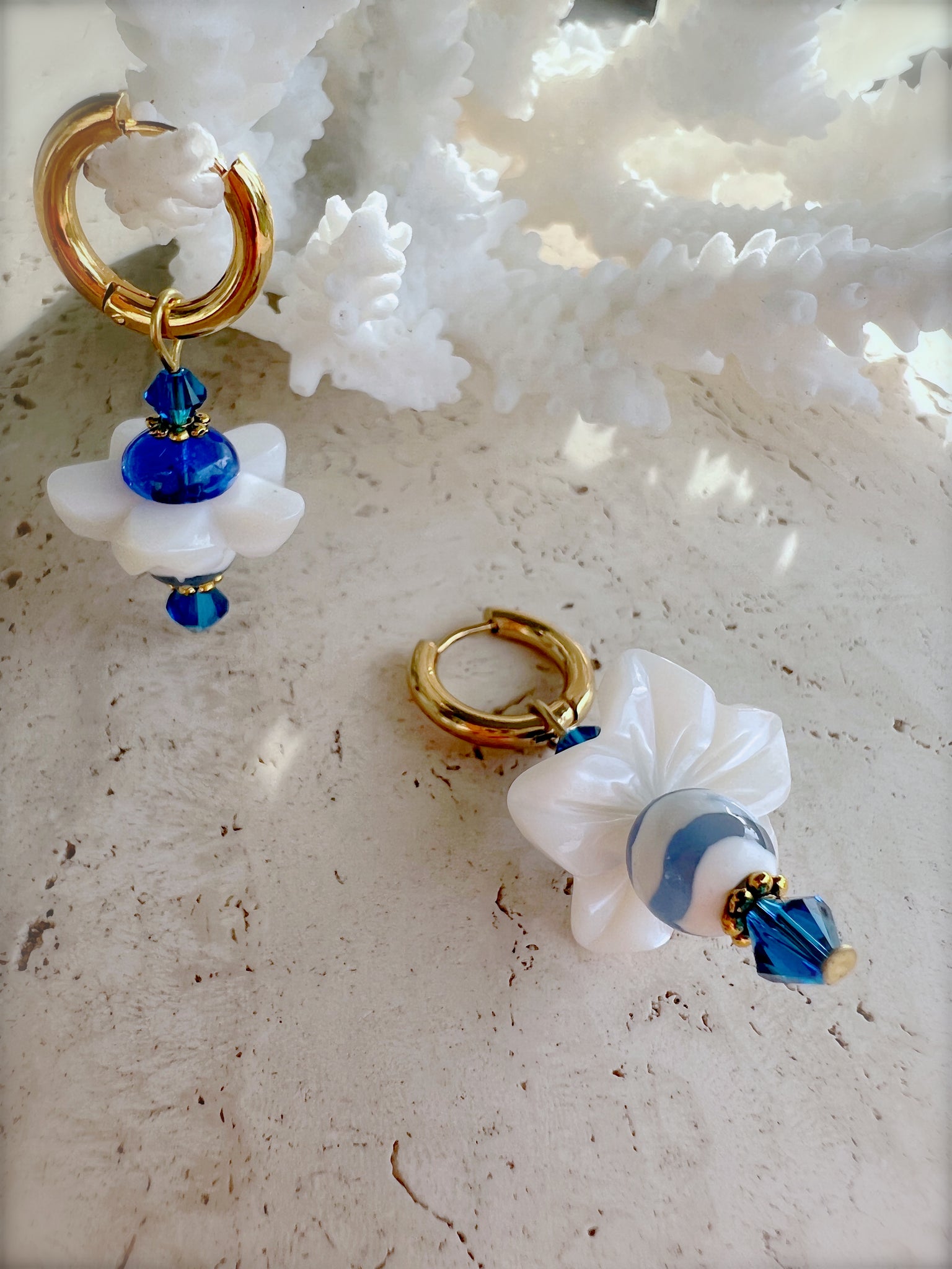 Blue And White Earrings