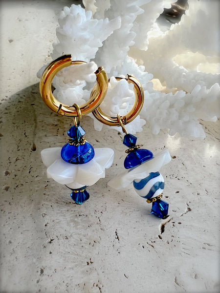 Blue And White Earrings